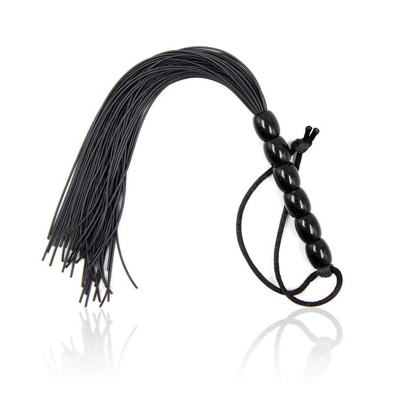 Silicone Flogger with 6 Beads Handle 26 cm Black