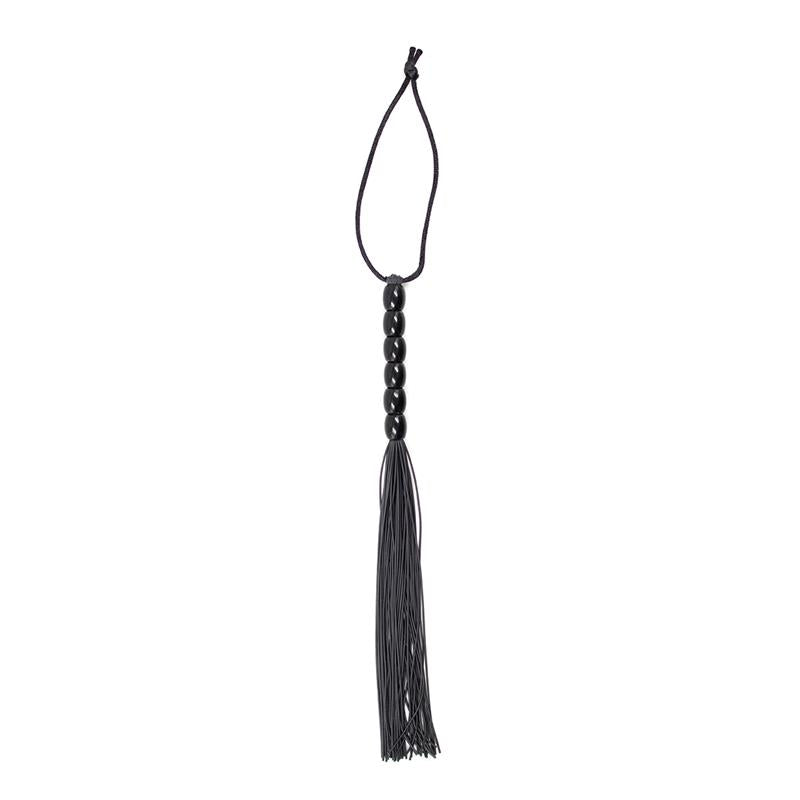 Silicone Flogger with 6 Beads Handle 26 cm Black