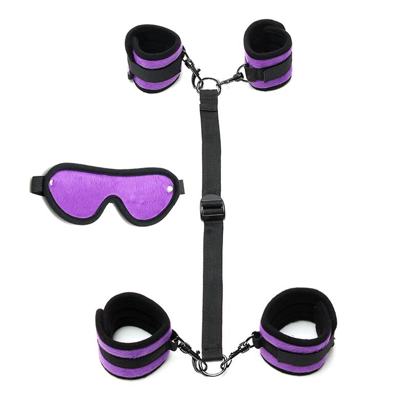 Hand to Ankle Cuffs with Mask Adjustable Purple