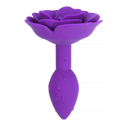 Rose Silicone Butt Plug Purple