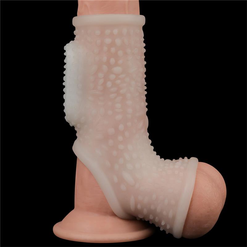 Penis and testicles sleeve with vibration Drip Knights