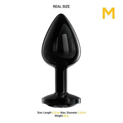 Blackgem Metalic Butt Plug with Jewel Black Size M