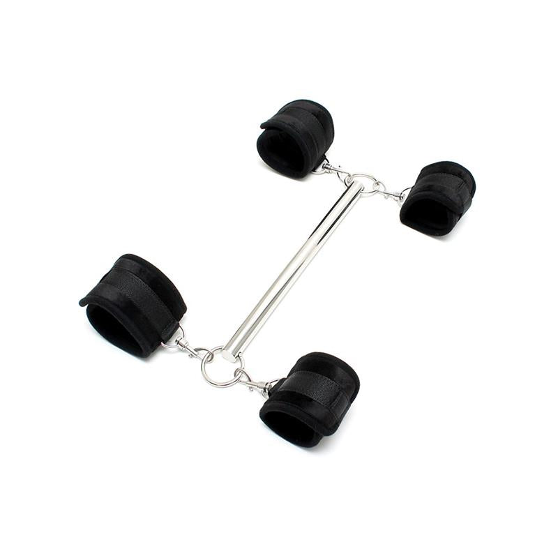 Spreader Bar with Detachable 4 Cuffs Black