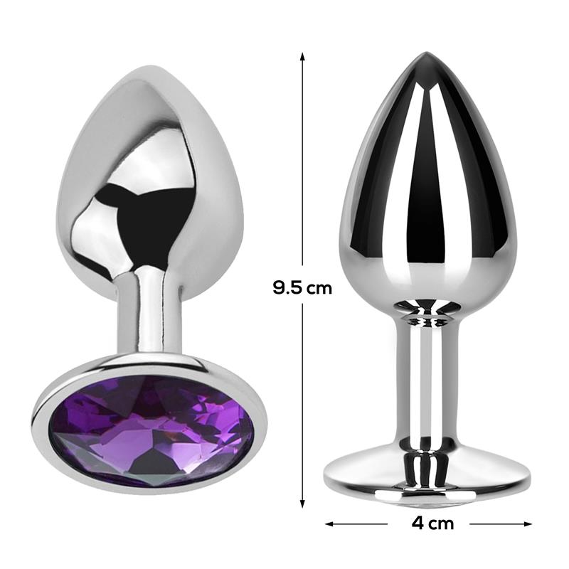 Butt Plug with Jewel Purple Amethyst Size L Aluminium