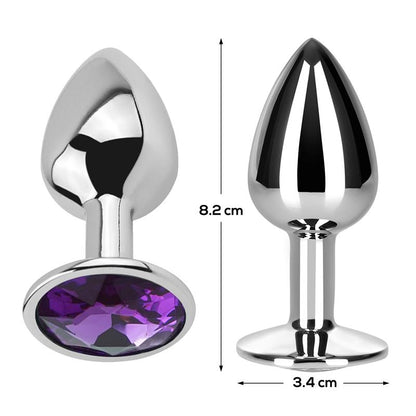 Butt Plug with Jewel Purple Amethyst Size M Aluminium