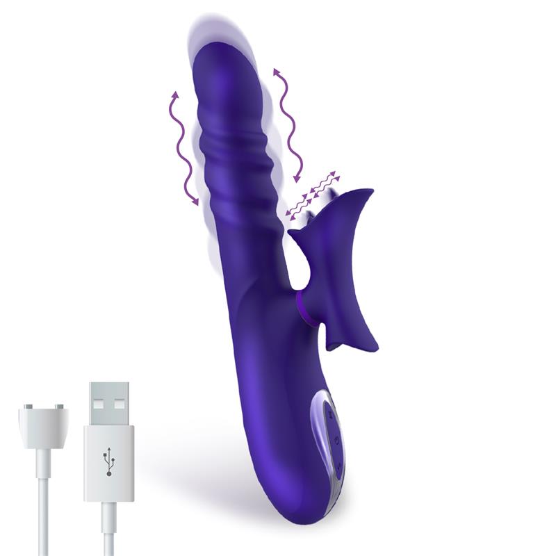 No Fourteen Telescopic Undulating Vibe with High Frequency Tongue Liquid Silicone USB