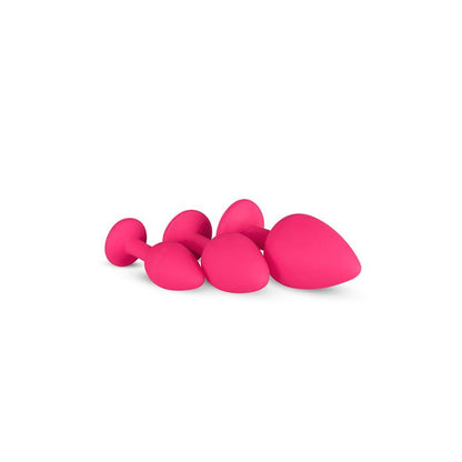 3 Pieces Butt Plug Set with Crystal Silicone Pink