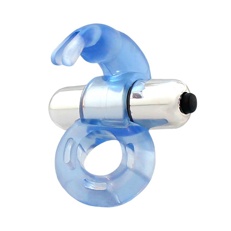 Firey Vibrating Penis Ring with Rabbit Blue