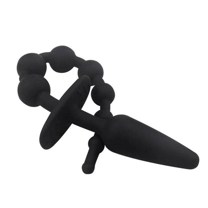 Butt Plug and Anal Chain Silicone Black