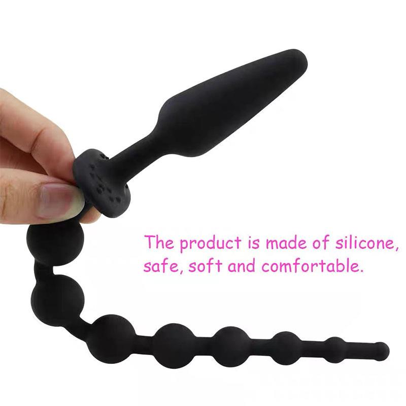 Butt Plug and Anal Chain Silicone Black