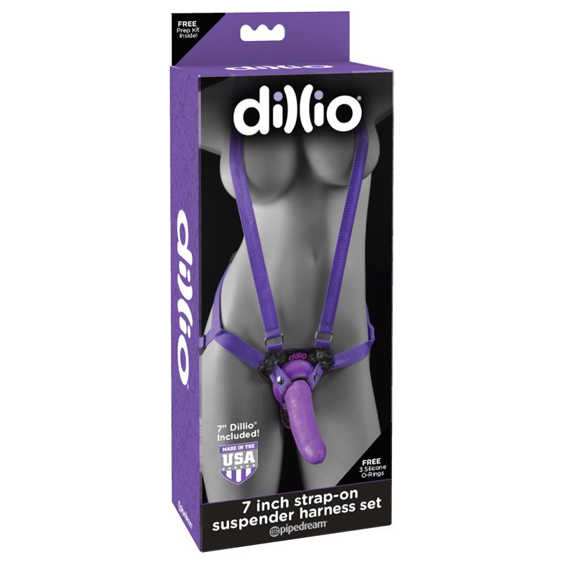 Dillio 7 Strap On Suspender Harness Set Purple