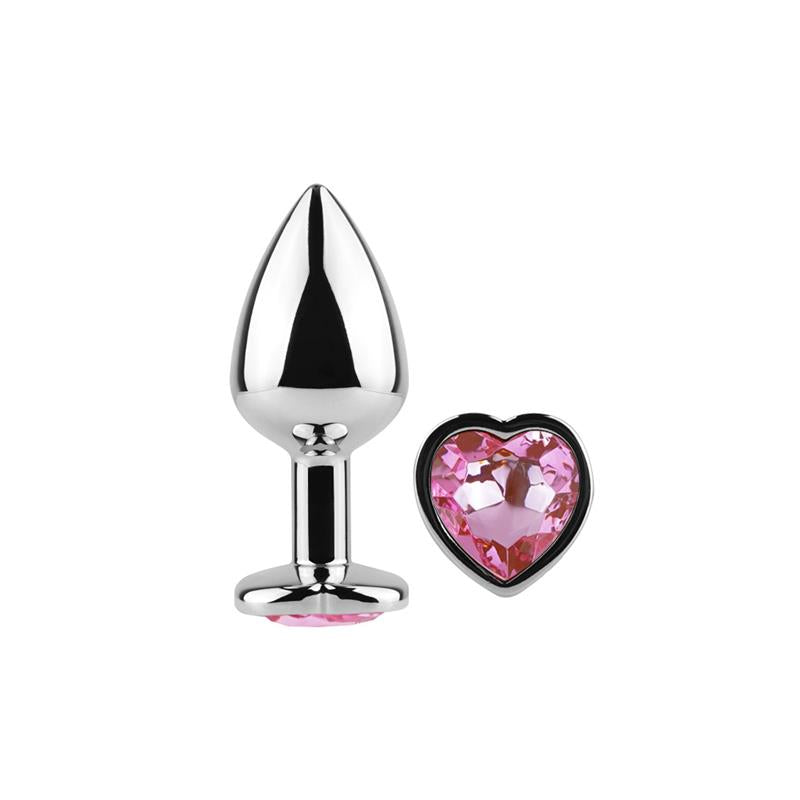 Fuchsia Heart Metal Butt Plug Size S