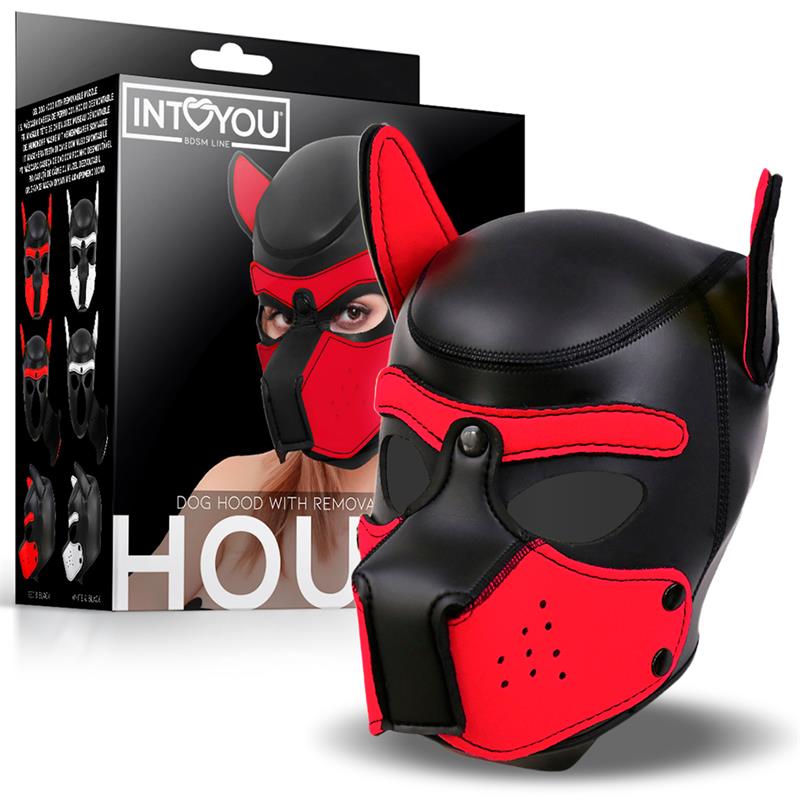 Hound Dog Hound with Removable Muzzle Neoprene Black Red One Size