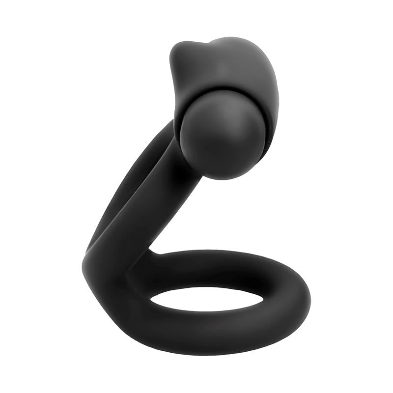 Denver Double Cockring with Vibrating Bullet USB Silicone Black