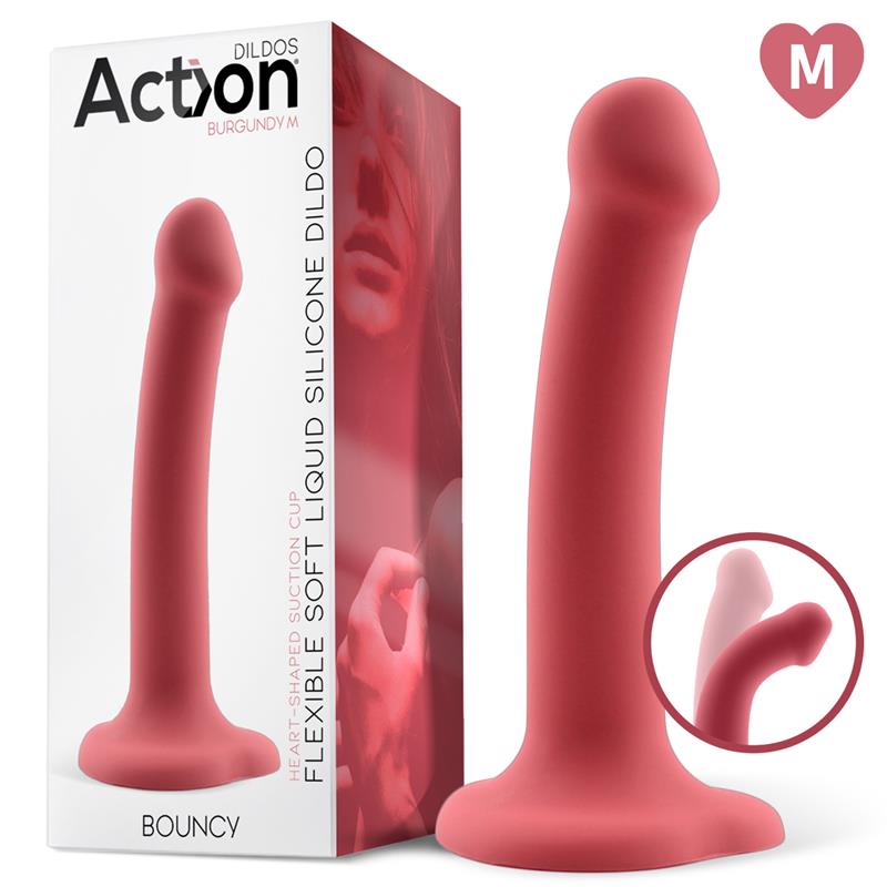 Bouncy Liquid Silicone Dildo Hiper Flexible 7 18 cm Size M Burgundy