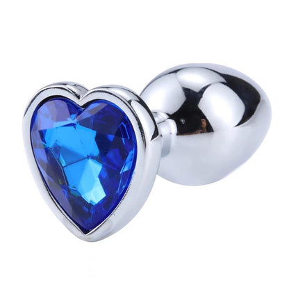 Heart Shaped Butt Plug Blue Sapphire Size L