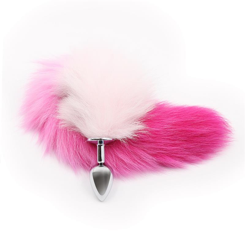 Butt Plug with Pink and White Tail Size S