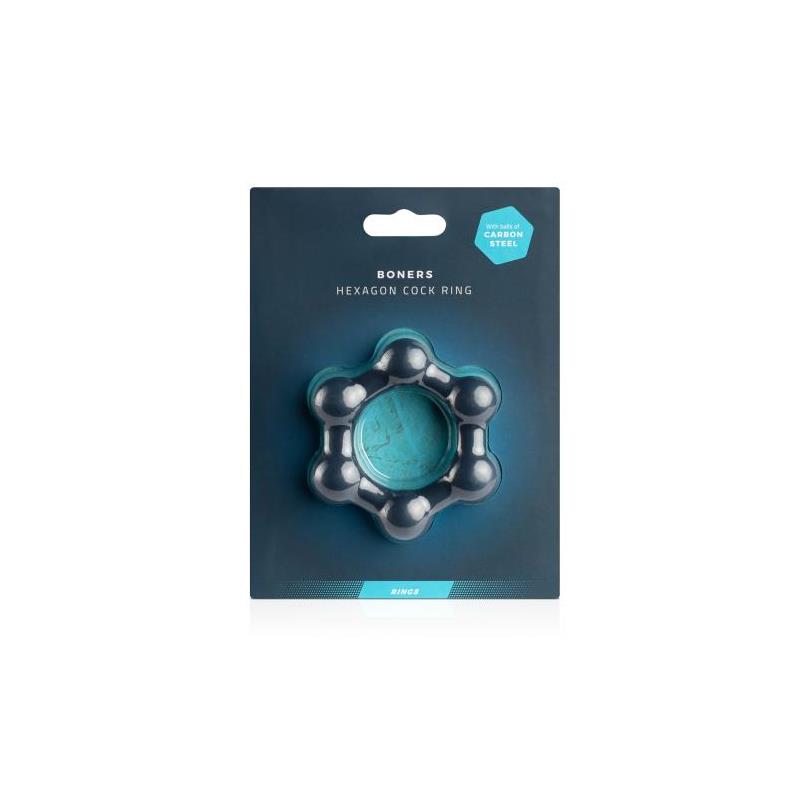 Hexagon Cockring With Steel Balls