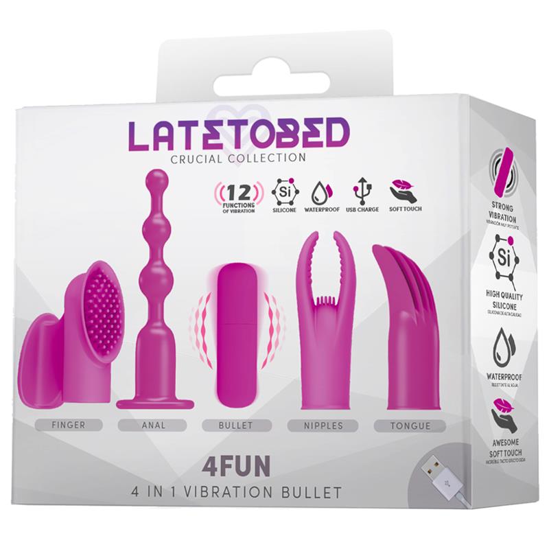 4Fun Vibrating Bullet and 4 Sleeves USB Waterproof Silicone