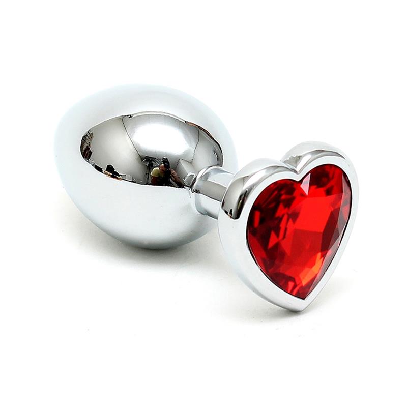 Butt Plug Plated Steel Crystal Heart Red