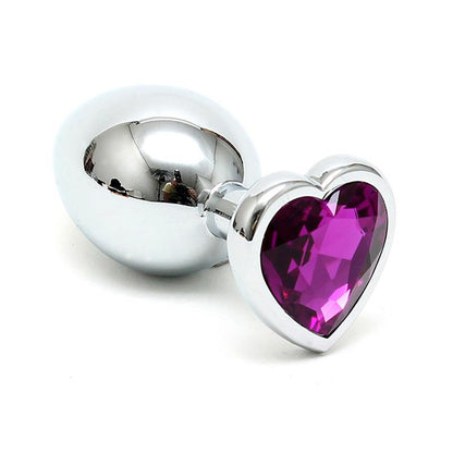 Butt Plug Plated Steel Crystal Heart Purple