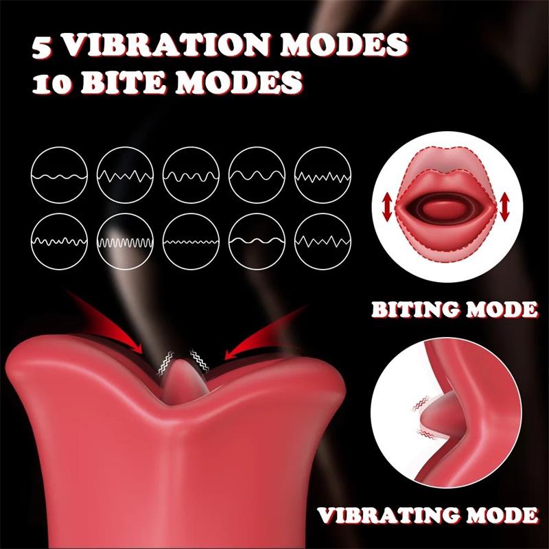 Ember Licking and Vibrating Mouth Shape Massager USB Silicone