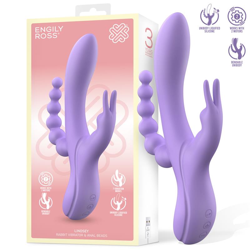 Lindsay Vibe with Anal Chain Liquid Silicone Unibody Flexible 2 Motors