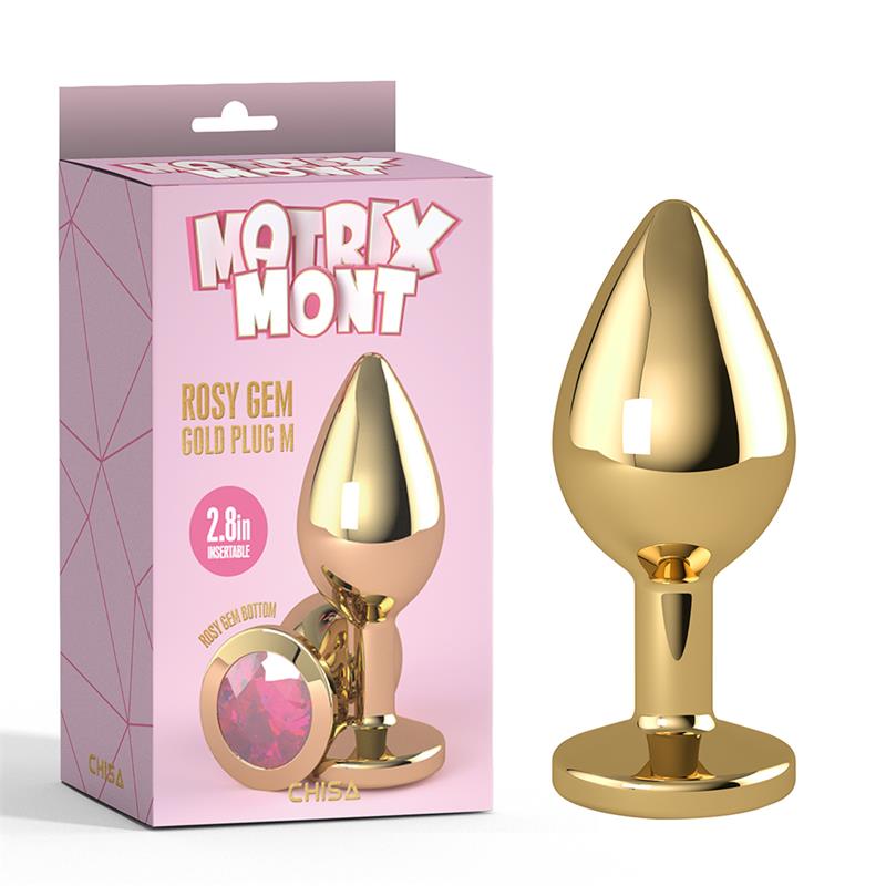 Rosy Gem Golden Anal Plug with Jewel Size M