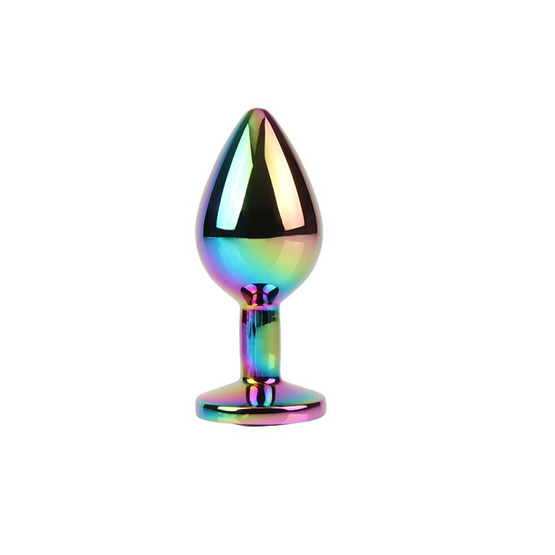 Rainbow Gem Multicolored Anal Plug with Jewel Size M