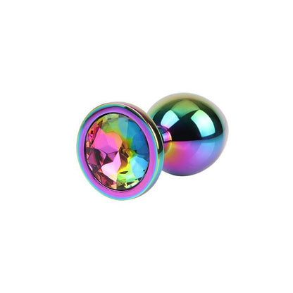 Rainbow Gem Multicolored Anal Plug with Jewel Size M