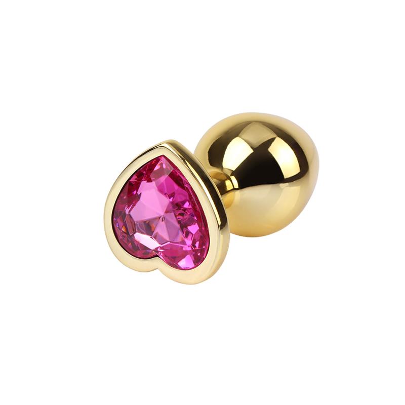 Rosy Heart Golden Anal Plug with Jewel Size M