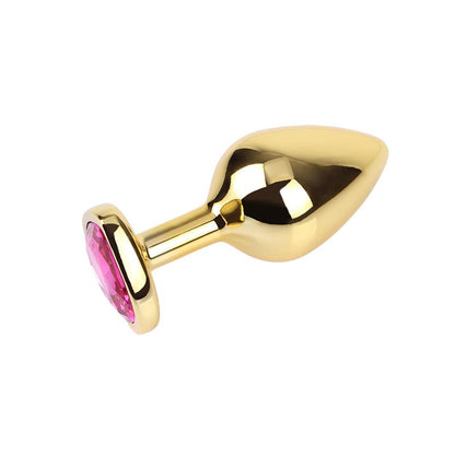 Rosy Heart Golden Anal Plug with Jewel Size M