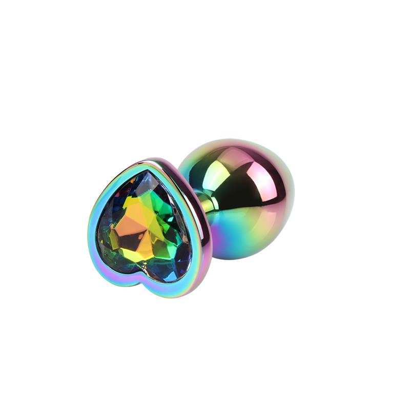 Rainbow Heart Multicolored Anal Plug with Jewel Size M