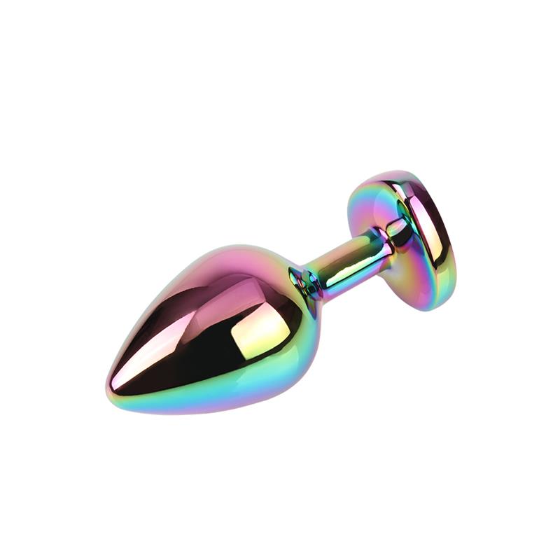 Rainbow Heart Multicolored Anal Plug with Jewel Size M