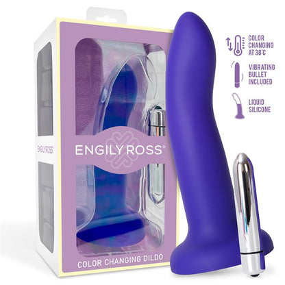 Vibrating Color Changing Dildo Blue to Purple Size M 17 cm