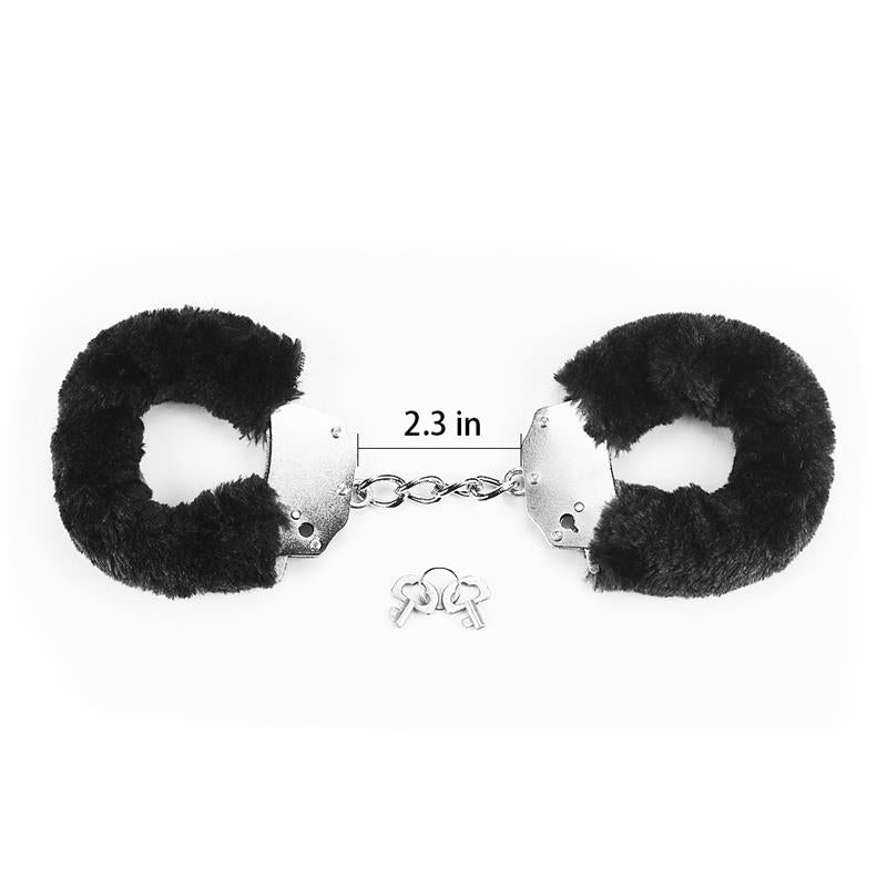 Furry Metal Handcuffs Black