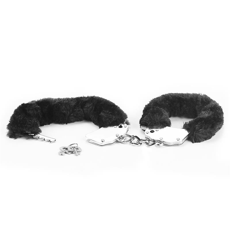 Furry Metal Handcuffs Black