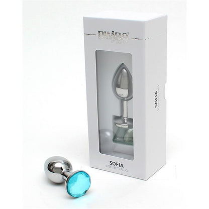 Metal Butt Plug Sofia Blue Jewel