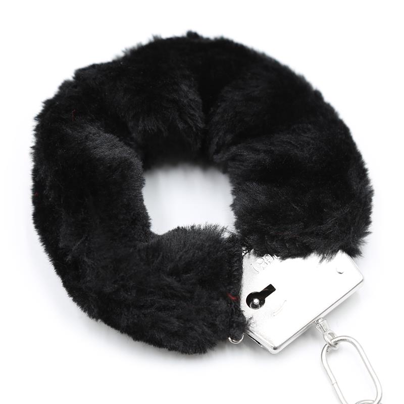 Furry Metal Handcuffs Black