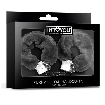 Furry Metal Handcuffs Black