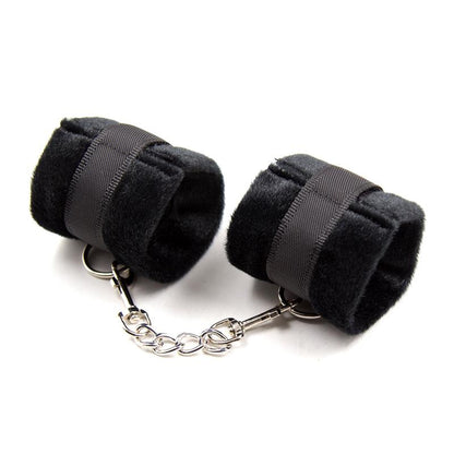 Handcuffs with Velcro with Long Fur Black