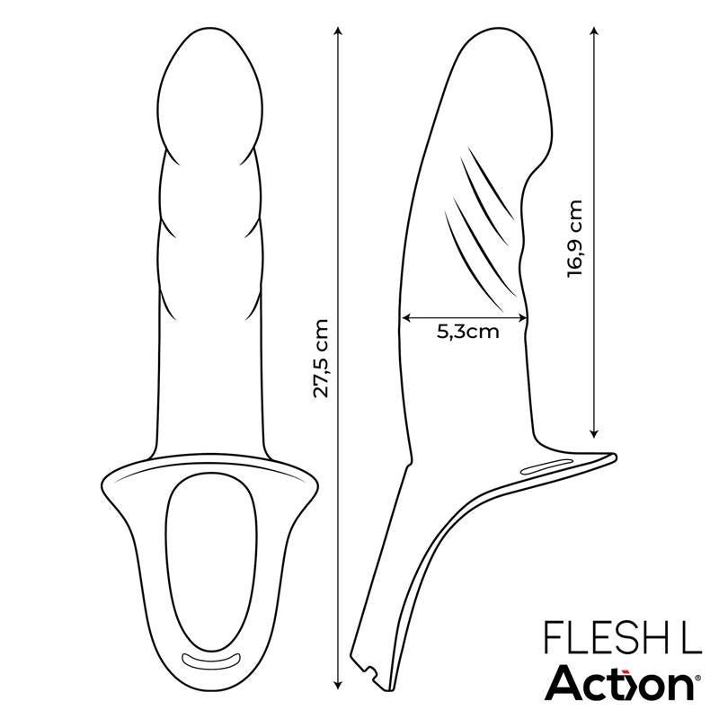 Strap On with Hollow Dildo Premium Silicone Size L Flesh