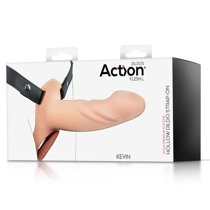 Strap On with Hollow Dildo Premium Silicone Size L Flesh