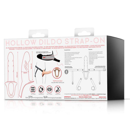 Strap On with Hollow Dildo Premium Silicone Size L Flesh