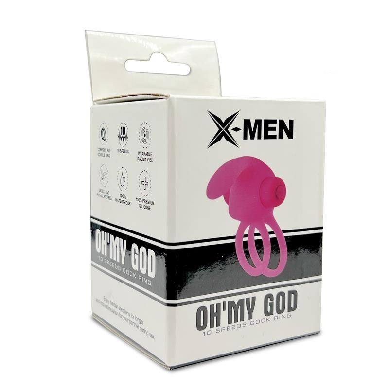 Double Penis Ring 10 Functions Silicone Pink