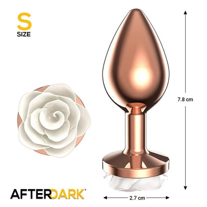 Rosegold Metal Anal Plug with White Rose Base Size S