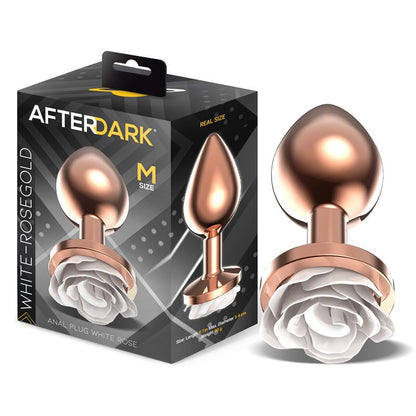 Rosegold Metal Anal Plug with White Rose Base Size M