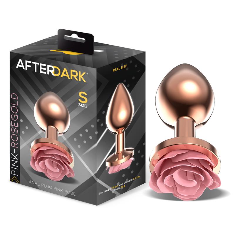 Rosegold Metal Anal Plug with Pink Rose Base Size S