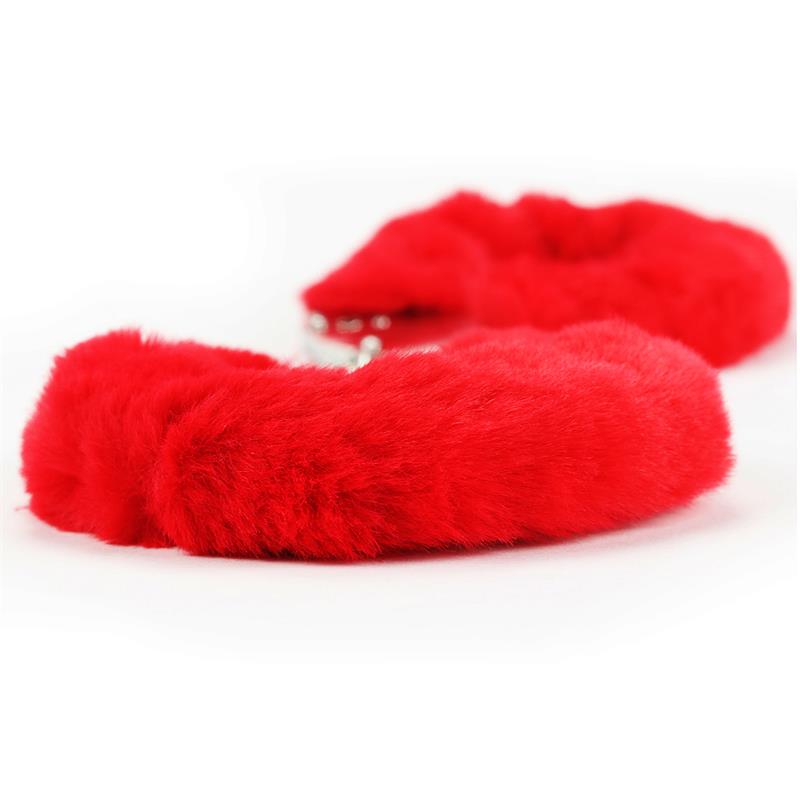 Furry Metal Handcuffs Red