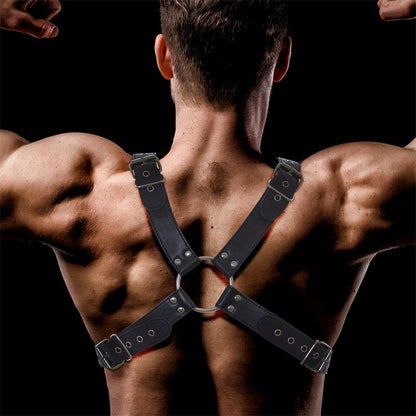 Darom Male Chest Bondage Harness Vegan Leather